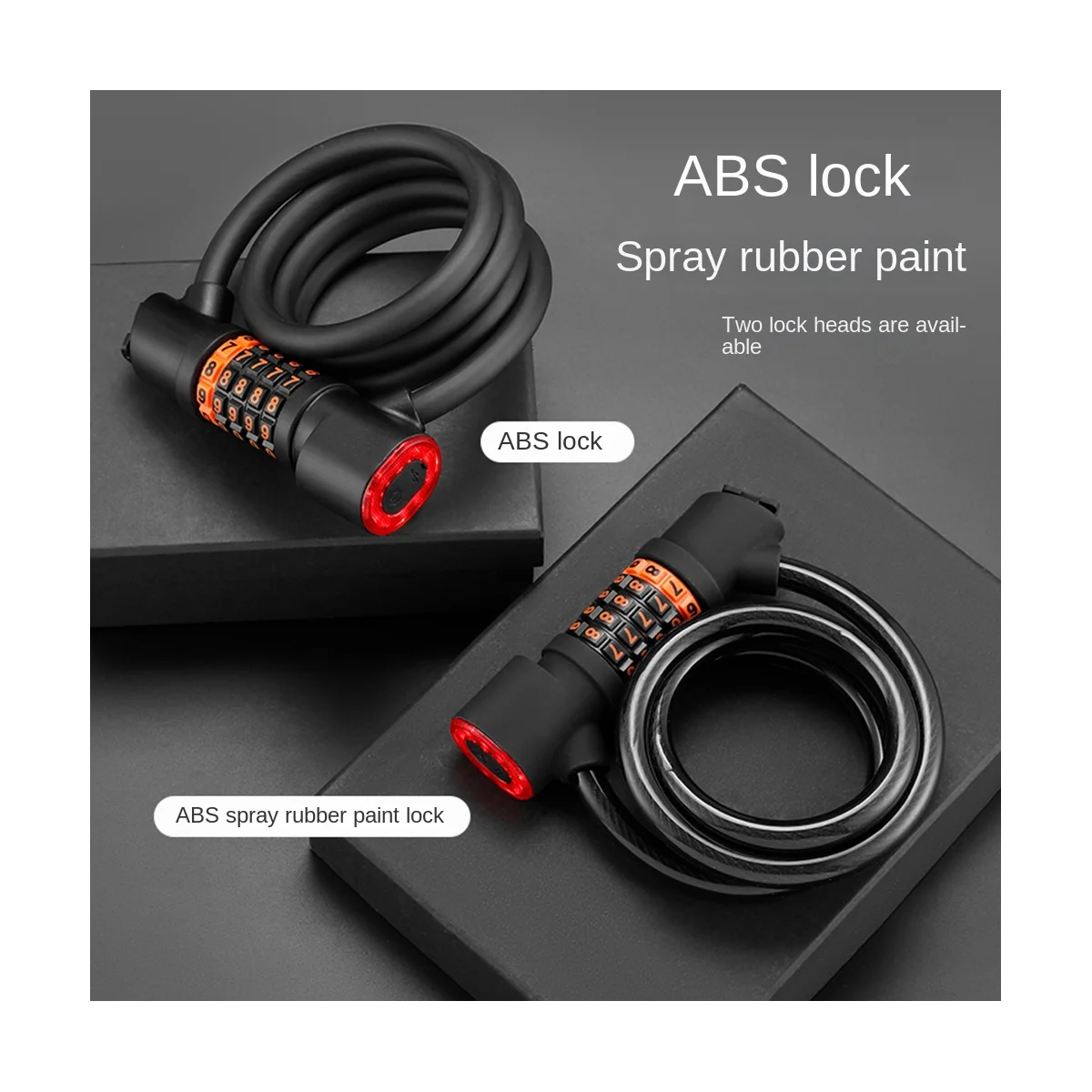 

Bike Cable Lock with 5-Digit Code Password Coiled Anti-Theft Security with Taillight Bicycle Lock(Scrub)