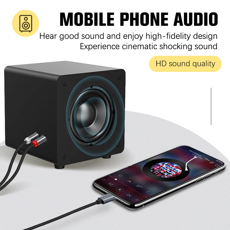 Аудиокабель с разъемами типа C и RCA переходник со шнуром Aux двумя USB для телефона