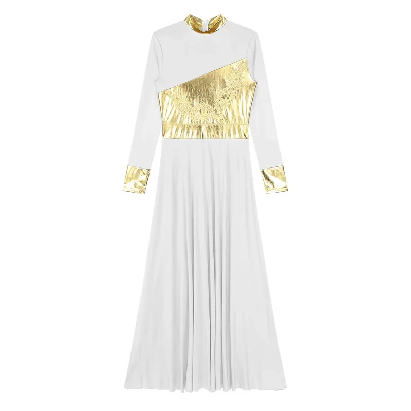 Женское платье для литаргических танцев блестящее металлическое с длинными