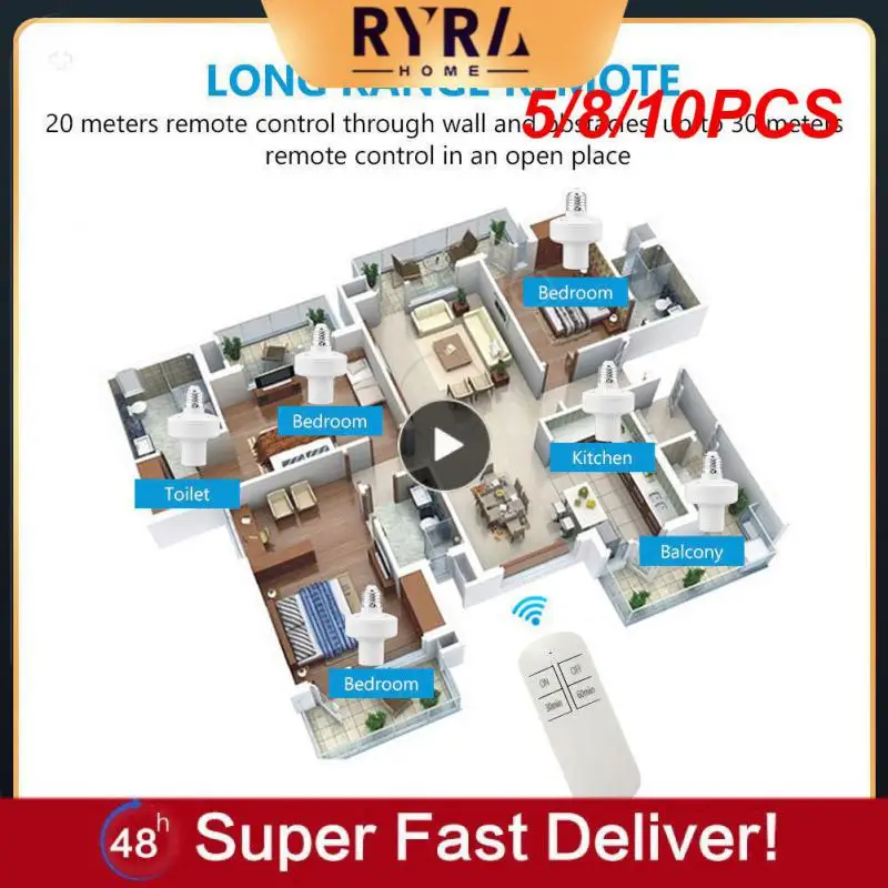 

5/8/10PCS Led Light Base E26 E27 110v 220v Bulb Base Holder With Remote Controller Smart Home Lamp Bases