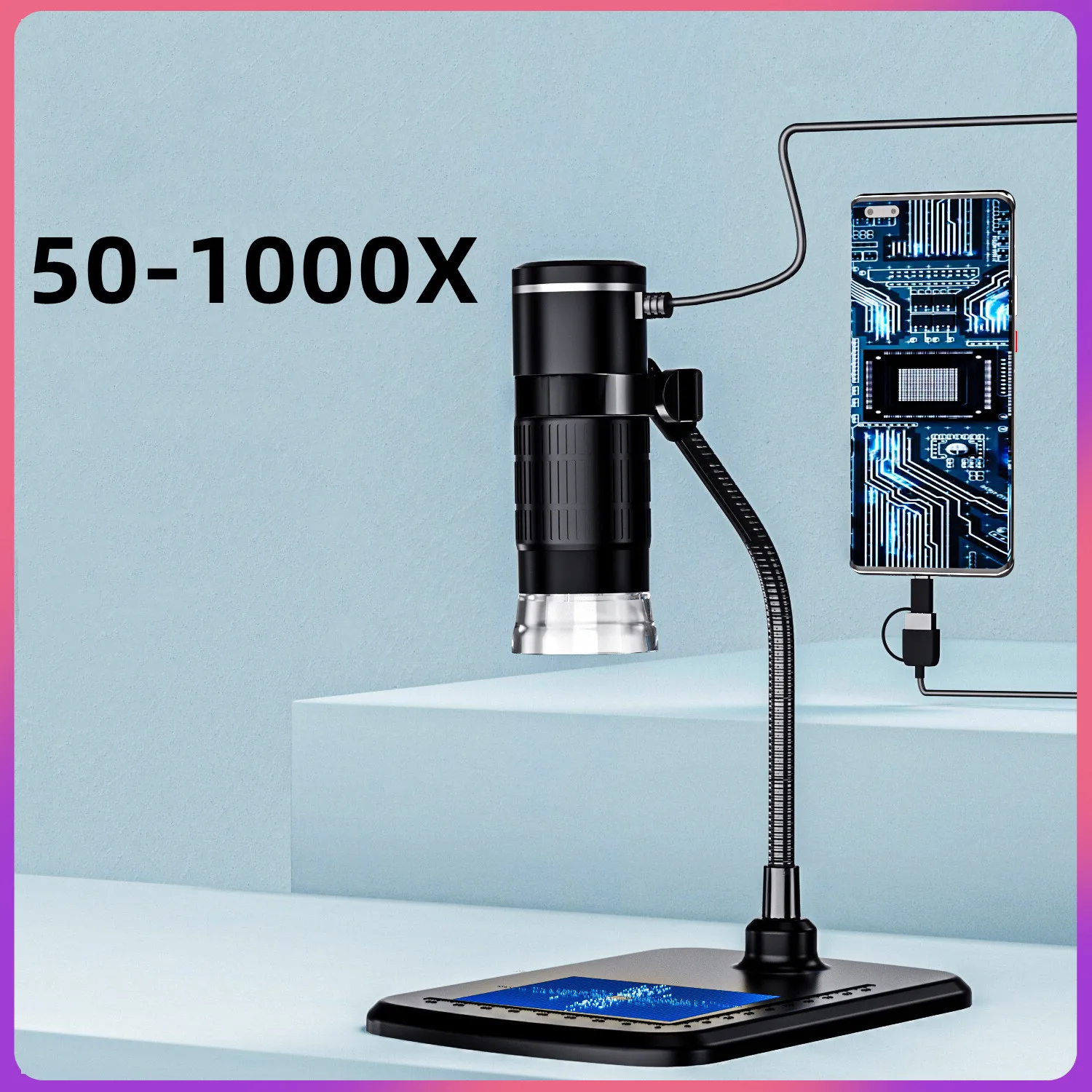 

1000X USB Digital Microscope Type C Android PC Video Microscope Camera for Electric Watch PCB Inspection Detection With 8 LED