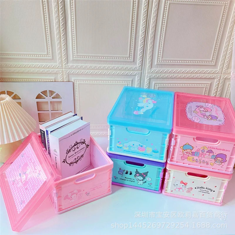 

Kawaii Sanrio Plush Cartoon Kitty Kuromi My Melody Cinnamoroll Storage Box Cute Beauty Desktop Clutter Storage Boxs Girls Gift
