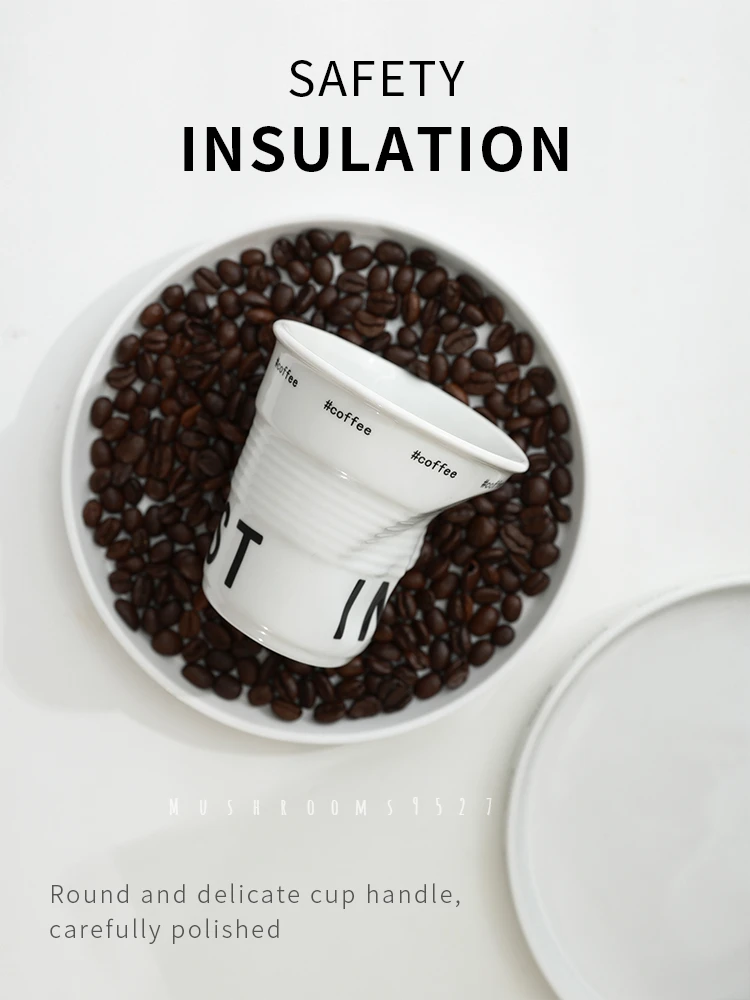 

French Letters Hand-crush Ceramic Mug Office Mug Girls Design Niche Cup Coffee Mug Fashion Simple Photography