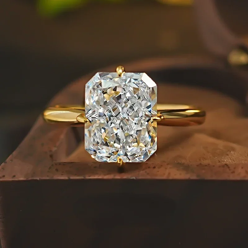 Набор из 8*10 прямоугольных колец серебра 925 пробы с высокоуглеродистым