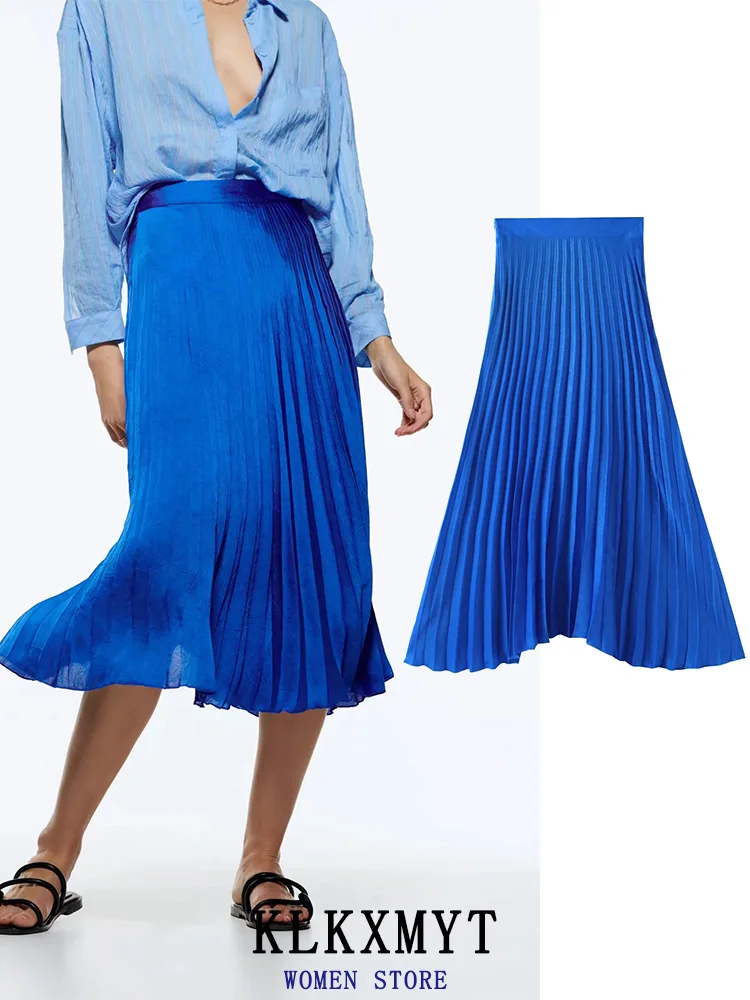 

KLKXMYT ZBZA Женская юбка 2022 модные плиссированные юбки миди с высокой талией Женская одежда Y2K весенние элегантные юбки для женщин