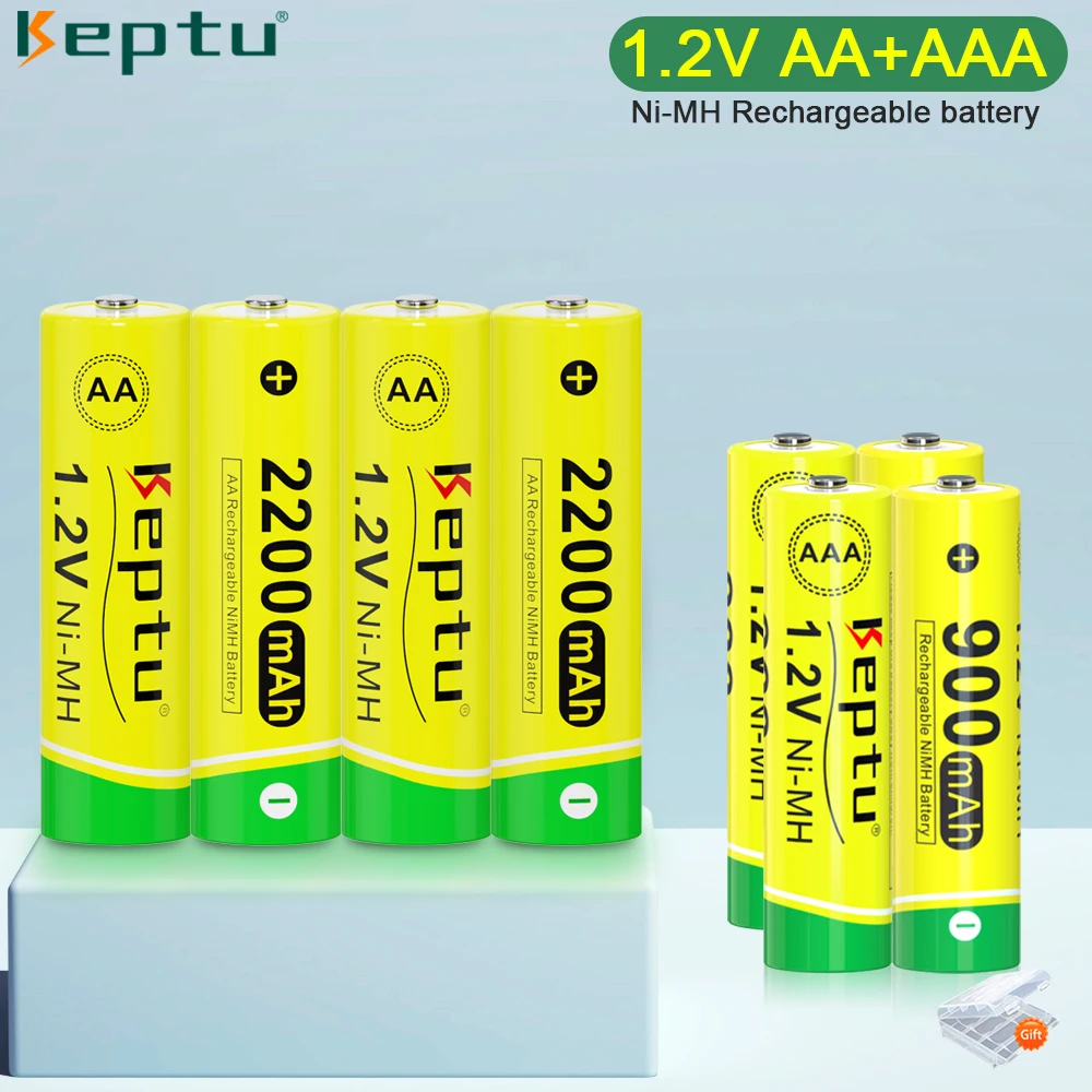 

KEPTU 4-32 pieces AA and AAA 1.2V rechargeable battery ni-mh AA 2200mAh / AAA 900mAh Real capacity aa aaa batteries