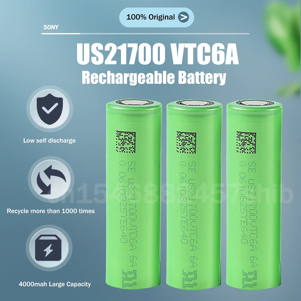 Оригинальная литиевая аккумуляторная батарея Sony 21700 VTC6A US21700 3 6 В 4000 мАч 30 А для