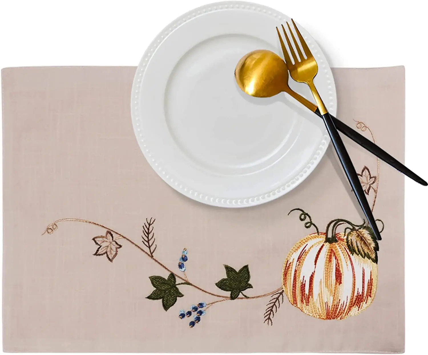 

Fall Placemats Set of 4 Embroidered Thanksgiving Pumpkins Placemats Fall Harvest Pumpkin Table Mats Autumn Home Decorations