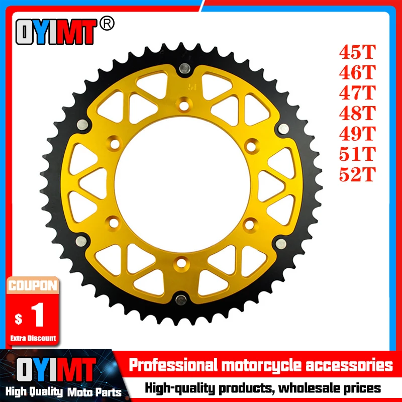 Задняя звездочка мотоцикла 45T - 52T для SUZUKI RM125 RM250 RV90 TS200 RM125E RM125F RM125G RM125Y RM125H RM250P RM250D RM 250