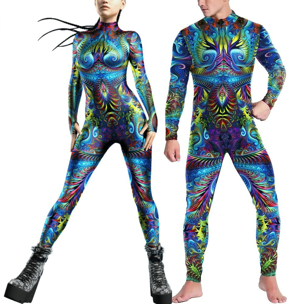 Женский и мужской сексуальный костюм Zentai Teanoon для косплея с 3D принтом яркий