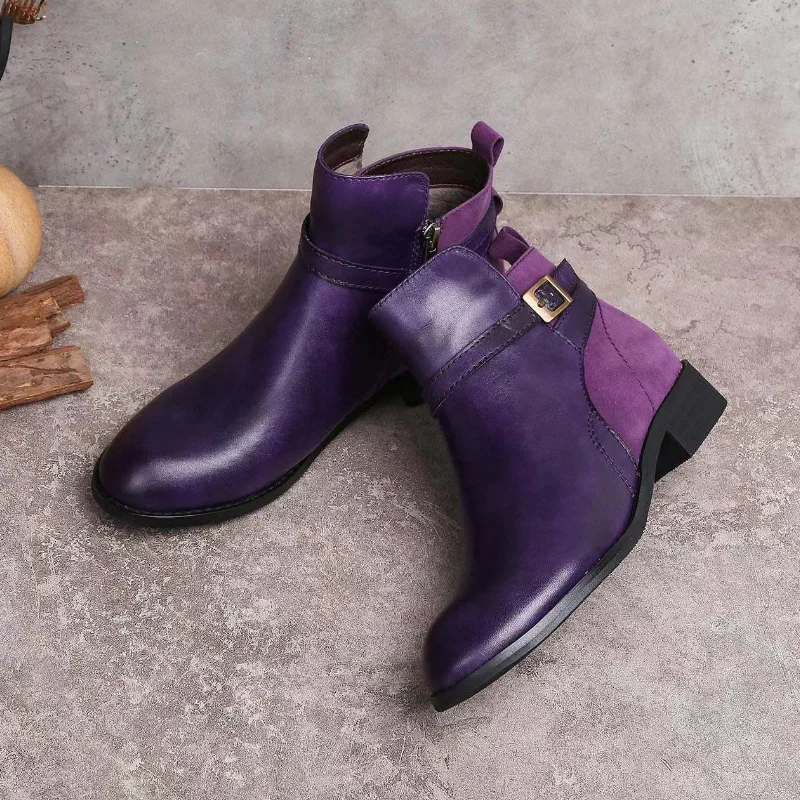 

2023 Autumn/winter Brand Luxury Women's Ankle Boots Fur Women's Cowboy Boots Zipper Retro Flat Women's Nude Boots Thermal Shoes