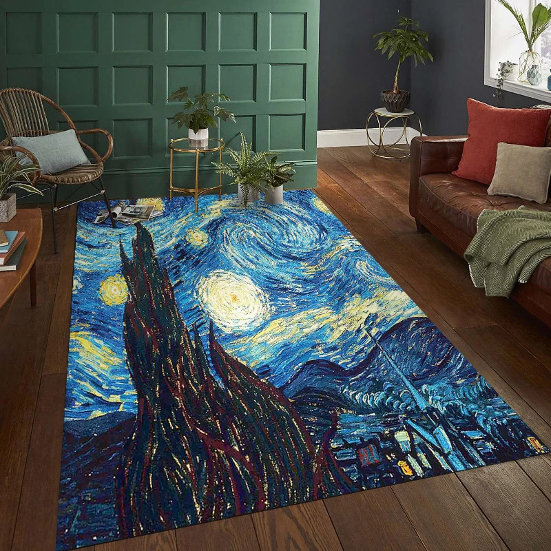 

Van Gogh Starry Sky Sun Flower Painting Rugs for Bedroom Floor Carpets Living Room Home Decoration Rug Home Decor Area Rug