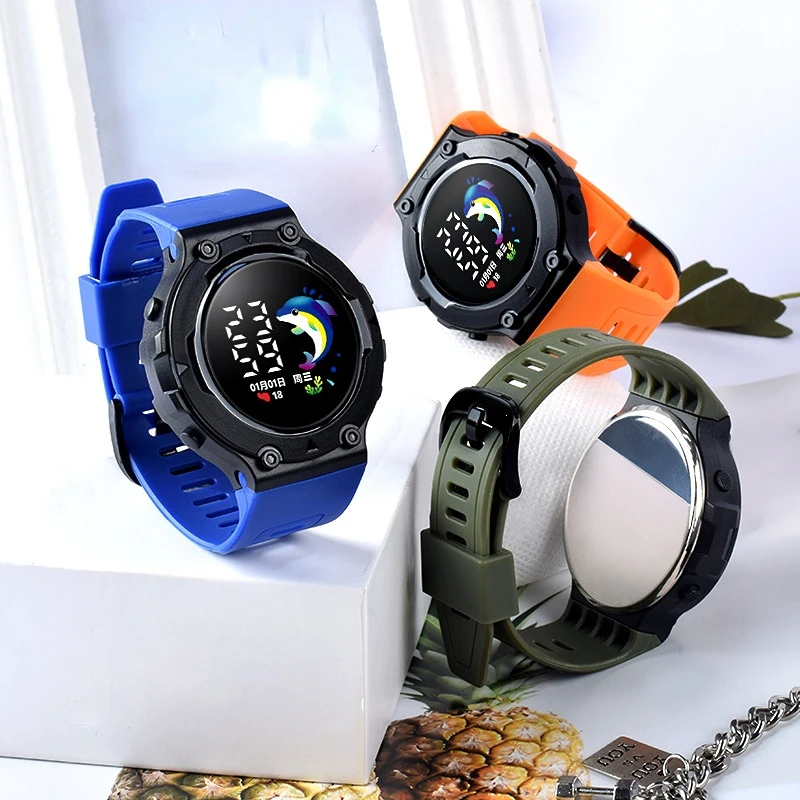 

2022 New Dolphin Children LED Electronic Watch Sports Waterproof Student Electronic Wrist Watch Kids Digital Watch Child Gifts