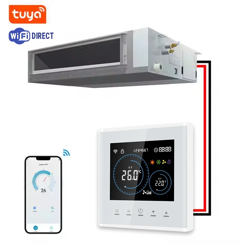 Фото Умный термостат для кондиционера Tuya для Google Home/Alexa WIFI, центральная комнатная температура, регулируемая цифровая температура №1