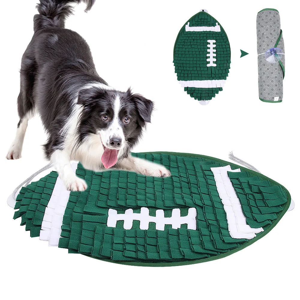 

Football Shape Pet Snuffle Mat Dogs Sniffing Nosework Feeding Mat Slow Feeder Interactive Dog Digging Pad Toys for Stress Relief