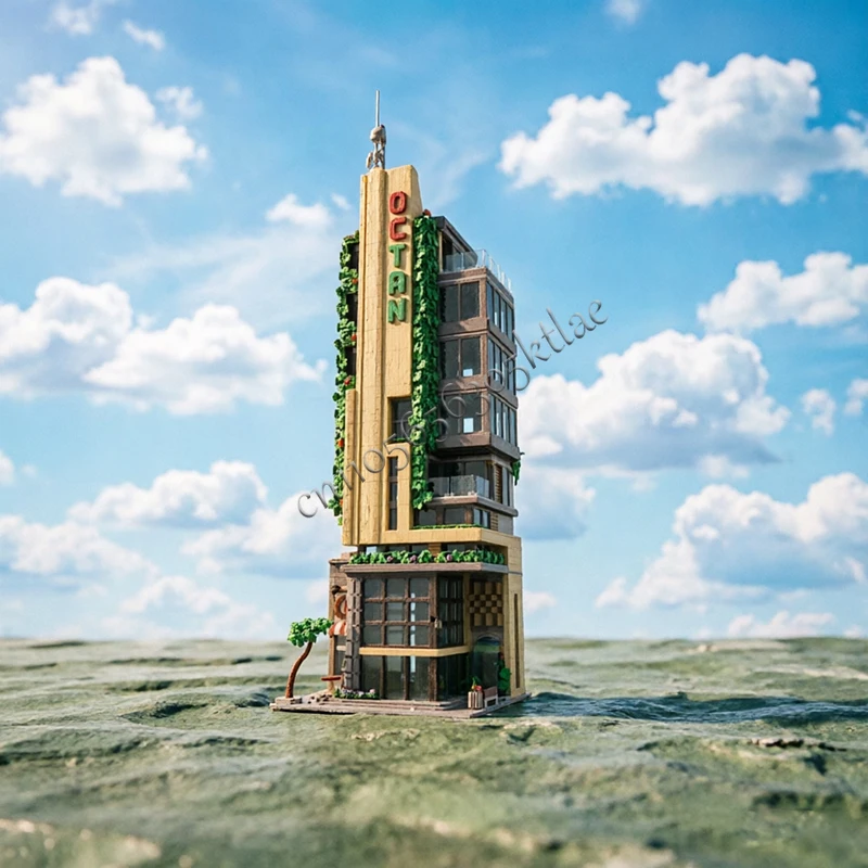 Фото 4566 деталей MOC: Модульный современный зеленый офисный комплекс для сборки, развивающая игрушка для детей, популярный подарок на день рождения №2