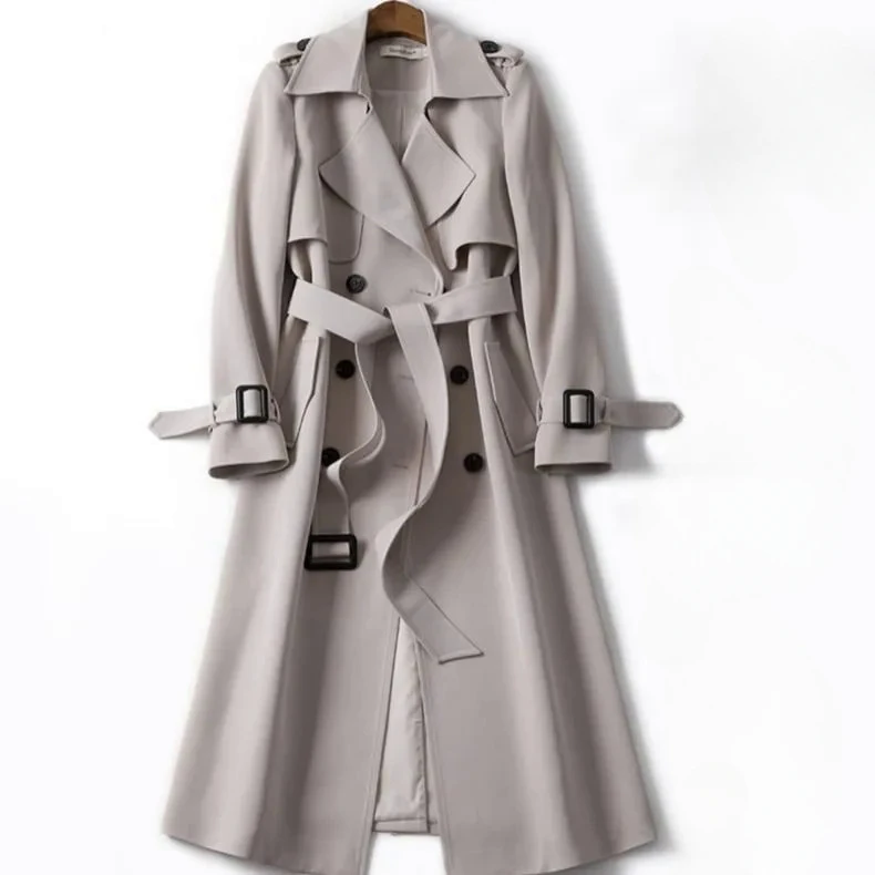 

Тренчкот женский средней длины, Новинка весна-осень 2023, пальто большого размера в Корейском стиле, популярное в британском стиле, до колена