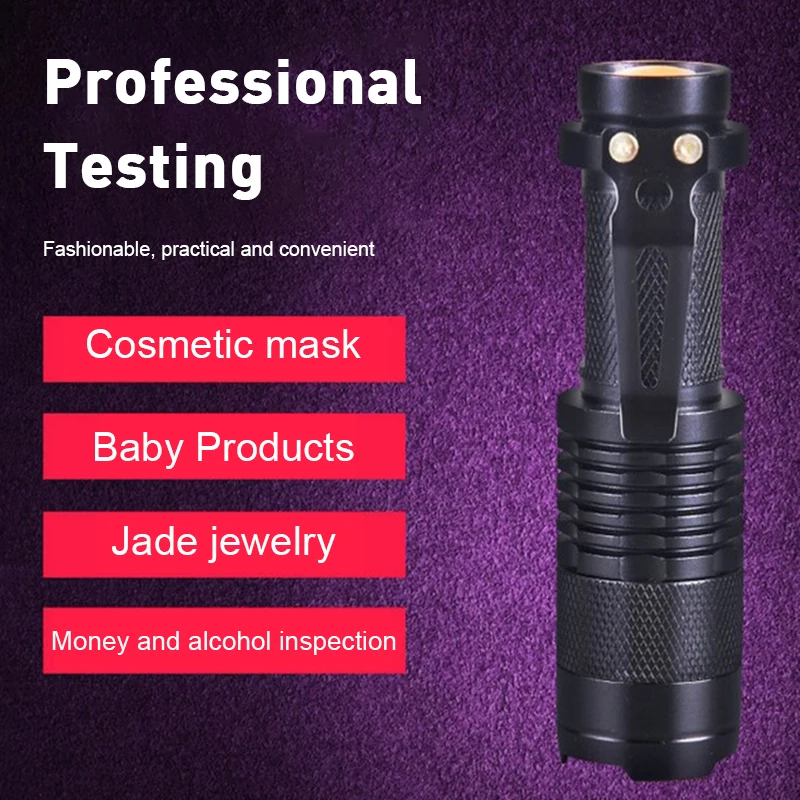 

Ultra Violet Mini Light UV LED Flashlight Portable Zoomable Torch White Lights Pet Urine Stains Detector Hunting Outdoor Tools
