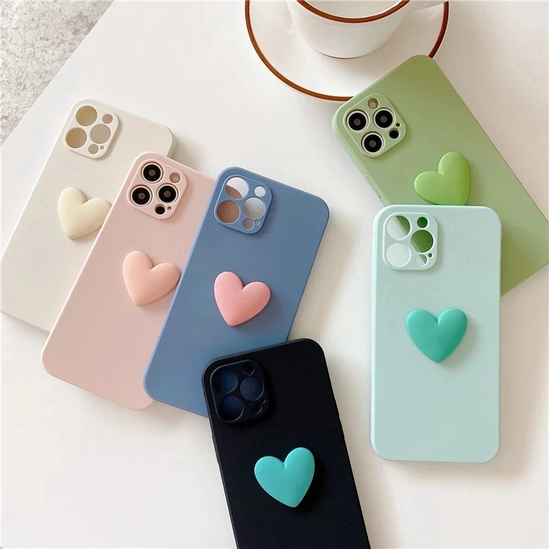 

Liquid Silicone 3D Love Heart Phone Case For Samsung Galaxy S22 Ultra Note20 S21 Plus S20 FE A52 A72 A22 A32 A51 A53 Back Cover