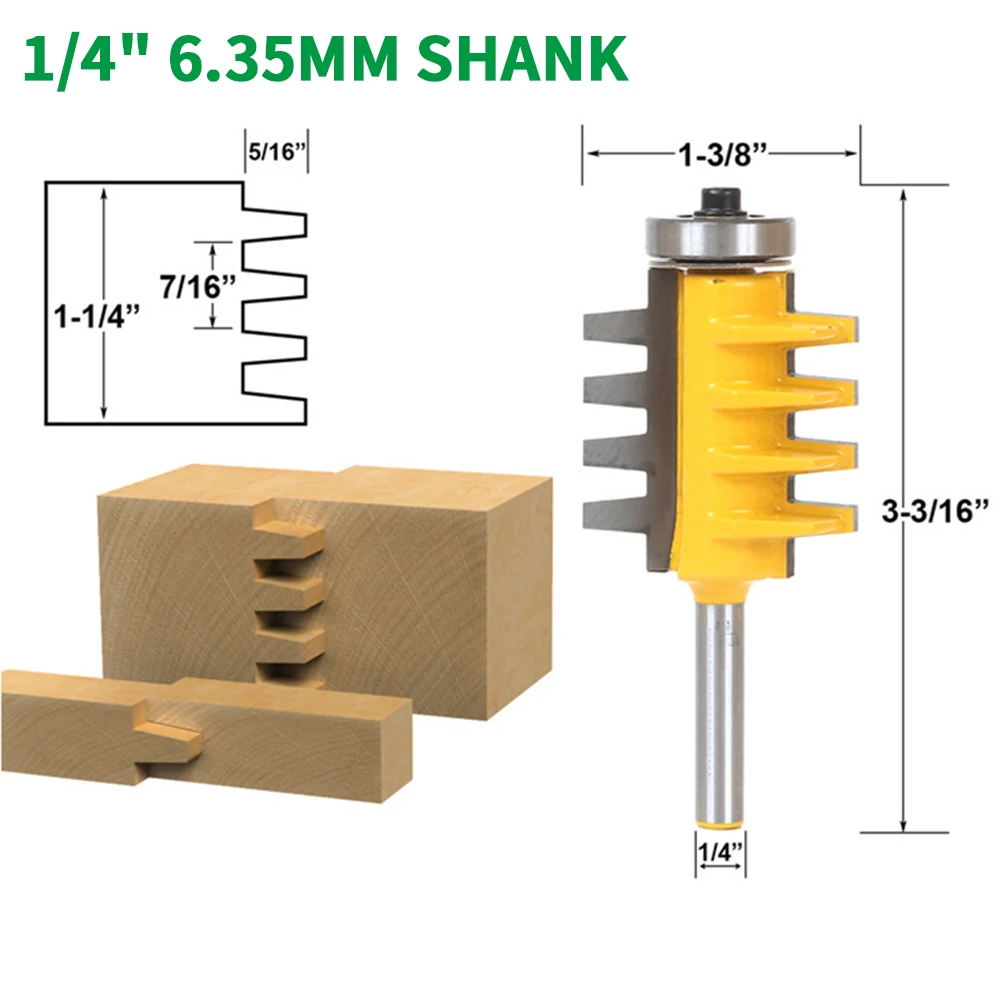 

1PC 1/4" 6.35MM Shank Milling Cutter Wood Carving Rail Stile Finger Joint Glue Router Bit Cone Tenon Woodwork Cutter Power Tools