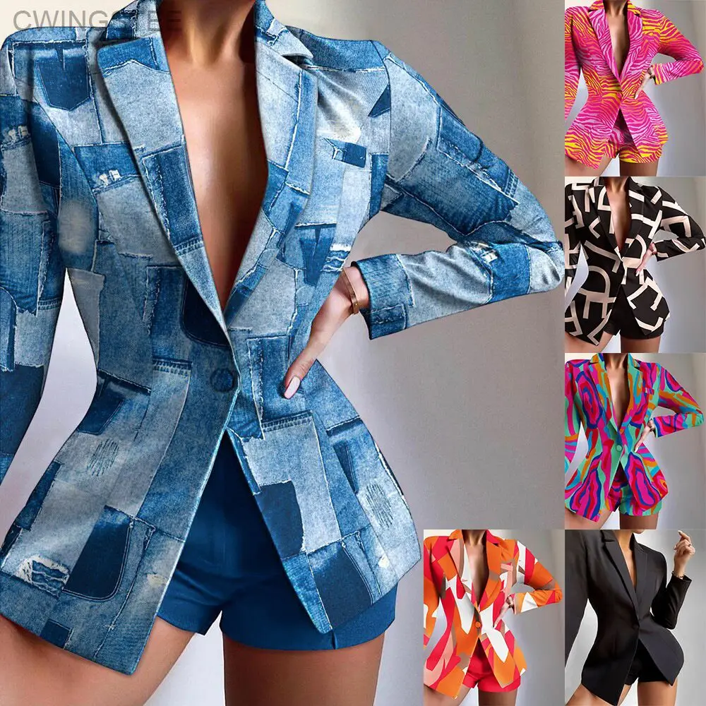 

2023 Women's Set Elegant Blazer Tops and Shorts Suit Matching Two 2 Piece Set Office Lady INS Leopard Chian Tie Dye Outfits