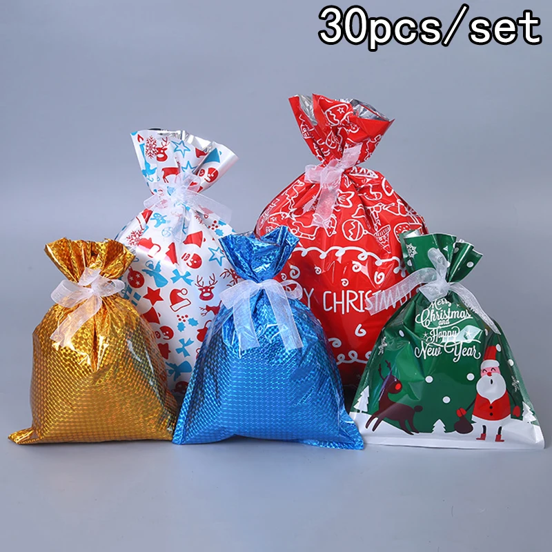

30pcs Christmas Ribbon Gift Bags Wedding Party Candy Present Wrapping Storage
