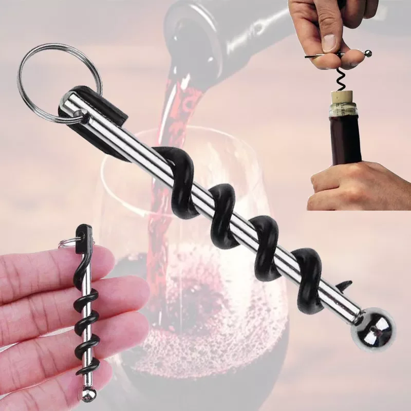 

Mini Wine Beer Bottle Opener Portable Stainless Steel Corkscrew Double Hinged Bottle Corkscrew Outdoor Keychain Wine Opener Bar