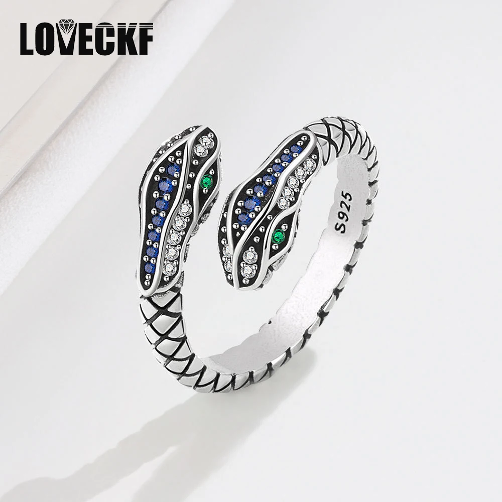 

Новинка, серебряное кольцо в виде змеи в стиле панк, хип-хоп, рок, уличный стиль S925 для женщин, ювелирные кольца