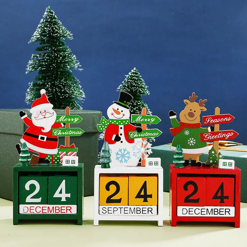 

YOZWOO Christmas Decorations Wooden Calendar Ornaments Christmas Countdown Desk Calendar Desktop Ornaments Christmas Gifts