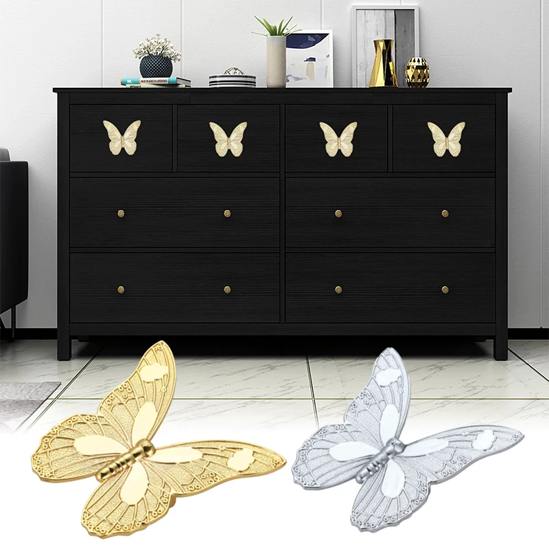 

1Pcs Durable Cabinet Drawer Handle Butterfly Replica Pattern Handle Zinc Alloy Vintage Retro Handle