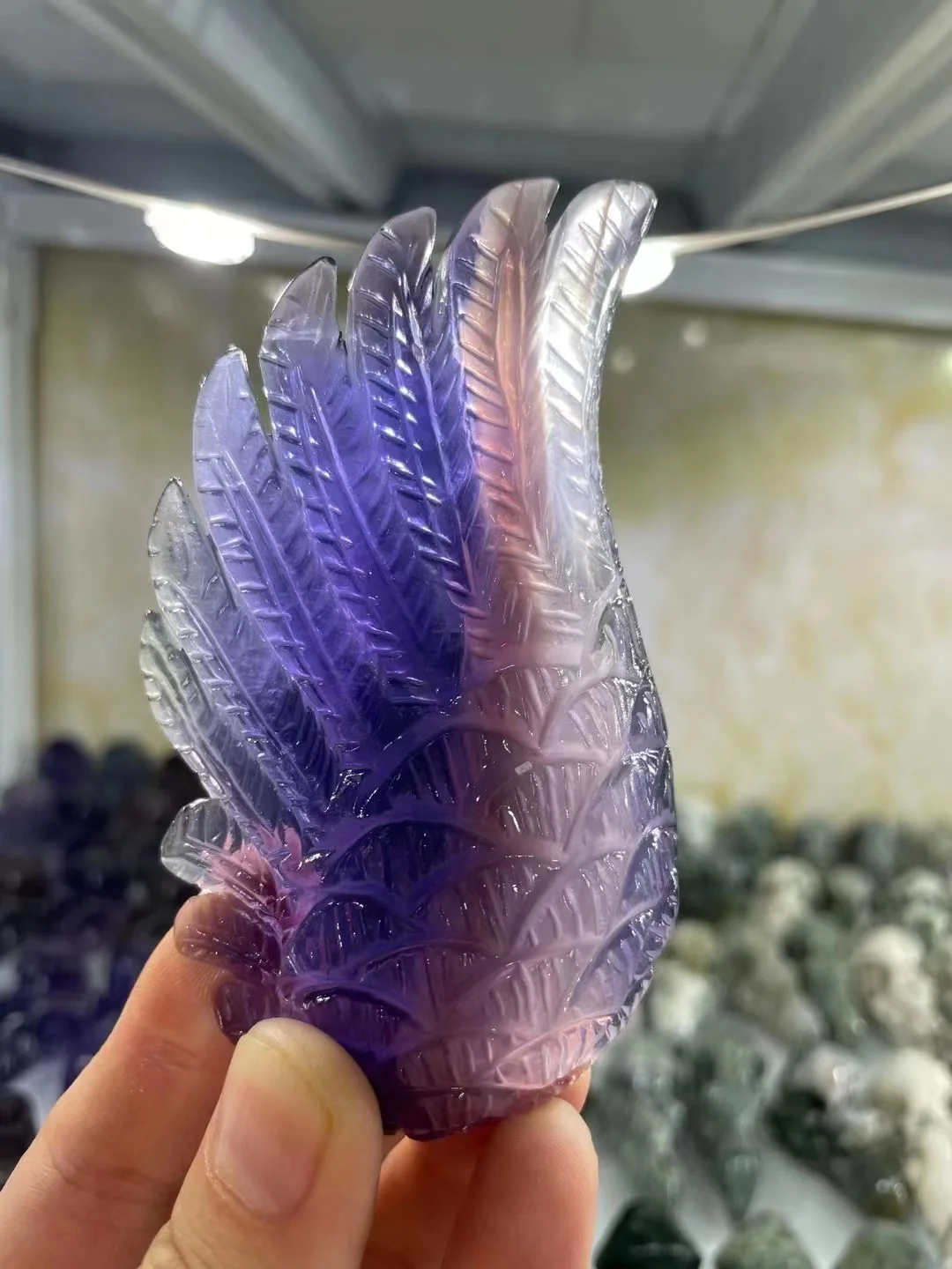 

1PC 10CM Natural Crystal Ccarved Fluorite Wings, Gifts, Home Decor, Natural Healing Stones