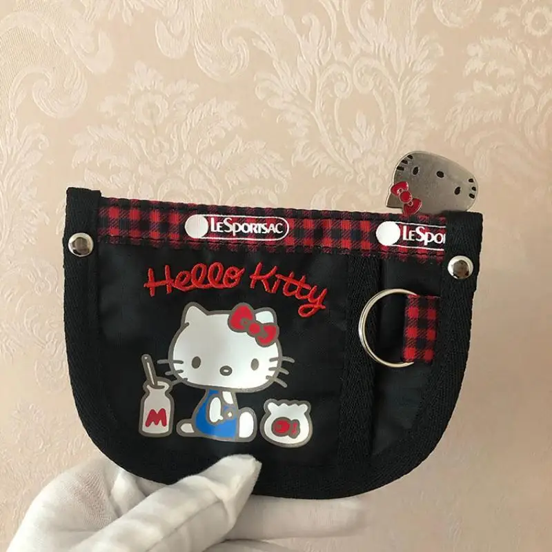 

New Kawaii Sanrio Kitty Lesportsac Parachute Cloth Joint Series Coin Bag Coin Purse Key Bag Card Bag Girl Gift Toys for Girls