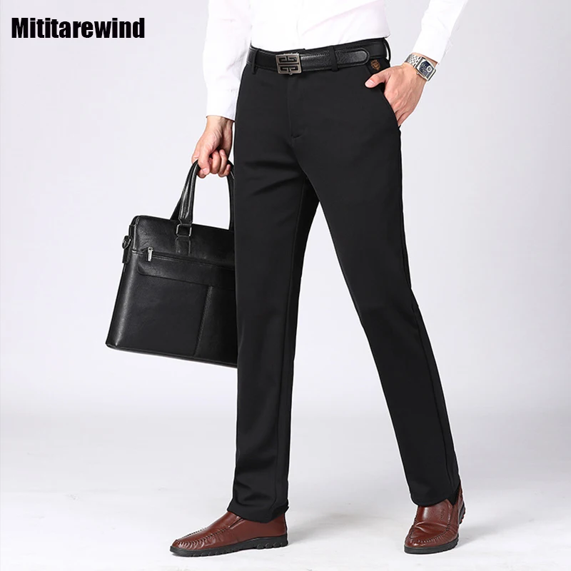 

Spring Fall Pants Men Business Casual Suit Pants Dress Pants Stretch Straight Black Pant Simple Versatile Men's Formal Trousers