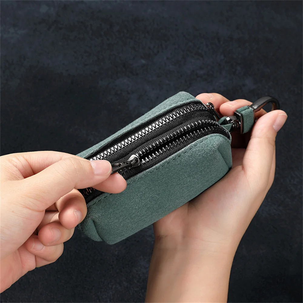 Вместительная сумка для ключей с двойной молнией в стиле унисекс замшевый