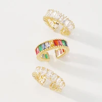fashion super flash ring simple retro zircon ring geometric light luxury hand ornaments jewelry