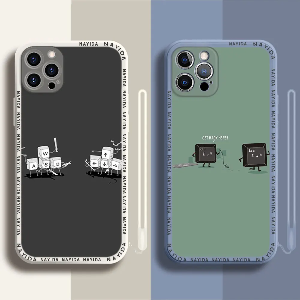

Phone Case For iPhone 14 13 11 12 Mini Pro Max XS XR X Soft Silicone TPU Cover keyboard