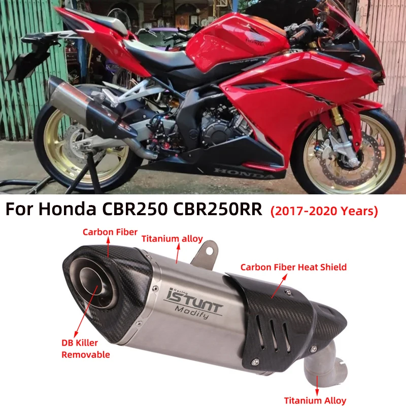 

Titanium Alloy Motorcycle Exhaust System Modified Muffler Middle Link Pipe With Heat shield For Honda CBR250 CBR250RR 2017-2020