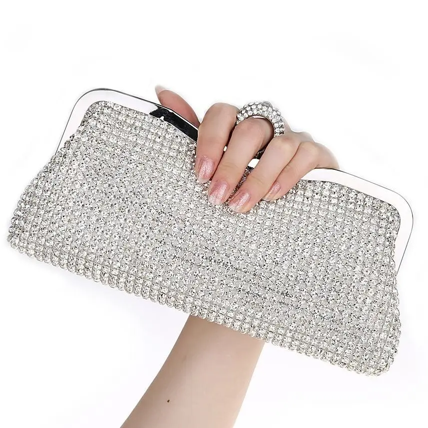 

Diamonds Evening Bag Finger Ring Small Clutch Chain Shoulder Bag Rhinestones Party Wedding handbags lady Evening Clutch Bags sac