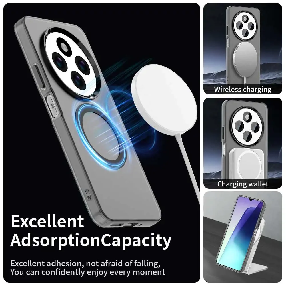 Магнитный чехол для телефона с беспроводной зарядкой Redmi 14C 4G матовый силиконовый