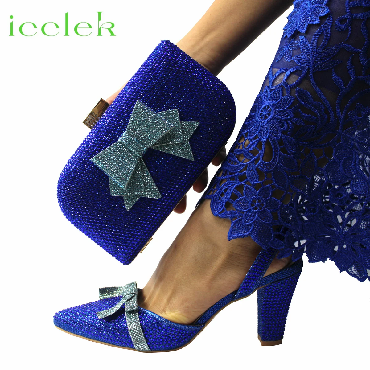 

Ярко-синий Высококачественный заостренный носок с кристаллами, дизайнерский женский Блестящий женский свадебный вечерний насос