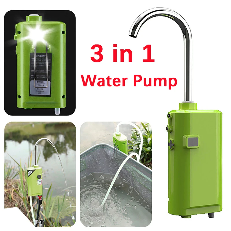 

3in1 Portable Automatic Water Pump Oxygen Pump Outdoor Fishing Oxygenation Air Pump USB Charging Intelligent Induction Led Light