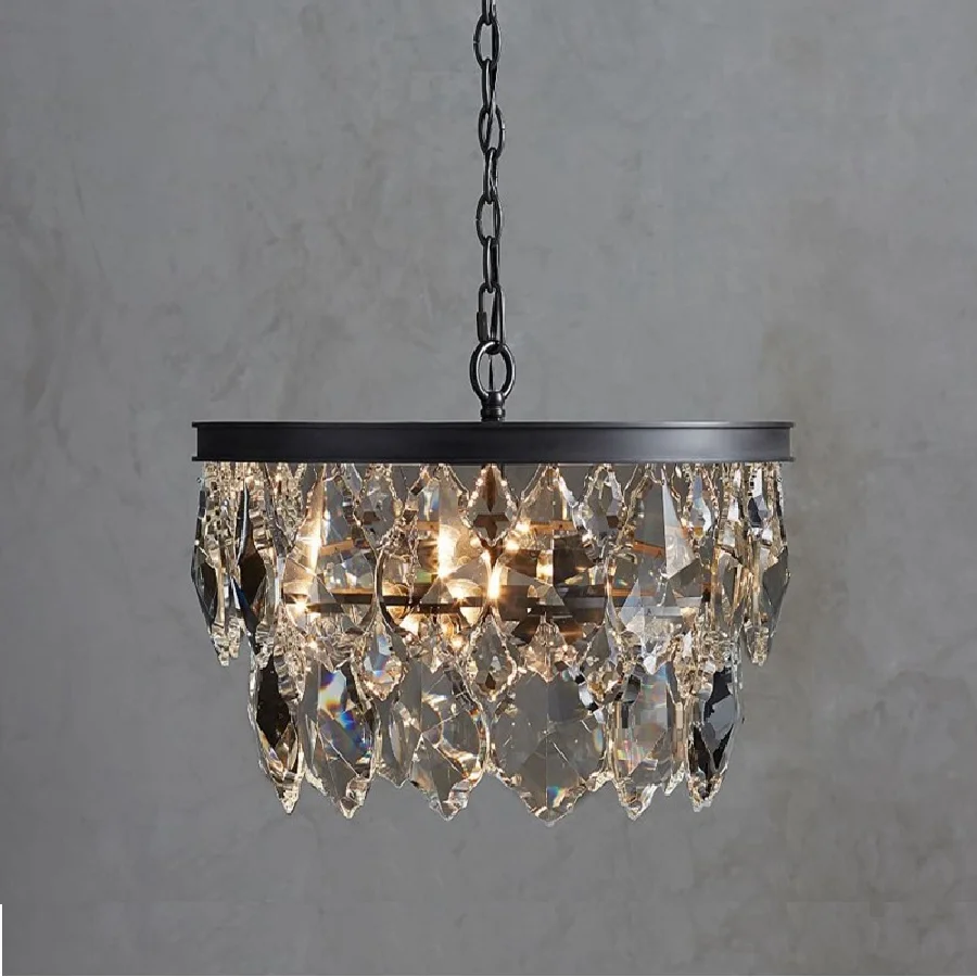 

LukLoy Led Crystal Chandelier Foyer Gold Pendant Light Loft Lamp Shade Vintage Ceiling Light Fixture Chandeliers Crystal Pendant