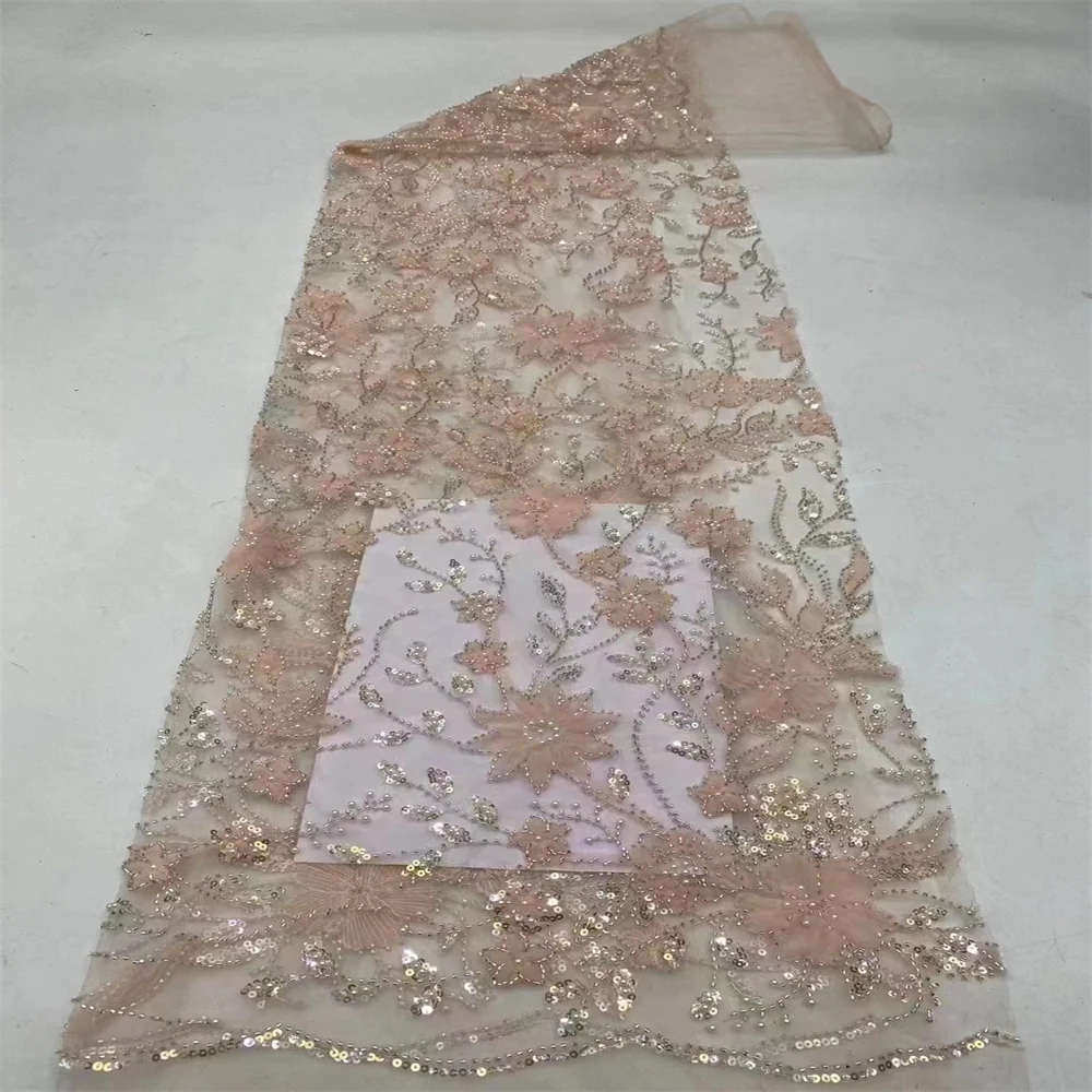 Роскошные Блестки африканские бисерные кружева тюлевые ткани 2024 французская 3D