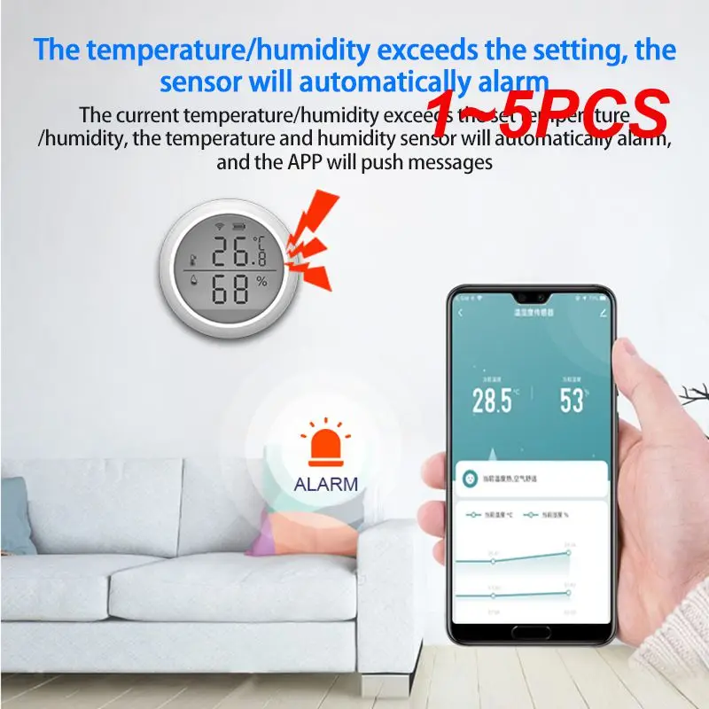 

Умный термометр Tuya ZigBee, домашний комнатный датчик температуры и влажности с ЖК-дисплеем, голосовым управлением через приложение, Alexa, 1 ~ 5 шт.