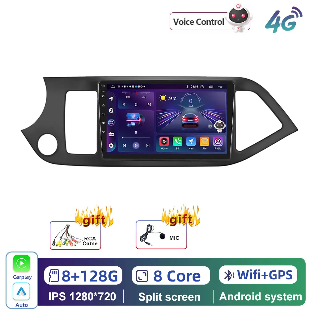 

Автомагнитола Podofo, 9 дюймов, Android, Wi-Fi, для KIA Picanto 2012-2016, навигация, GPS, 2 Din, Carplay, стерео, Player2 Din, Авторадио