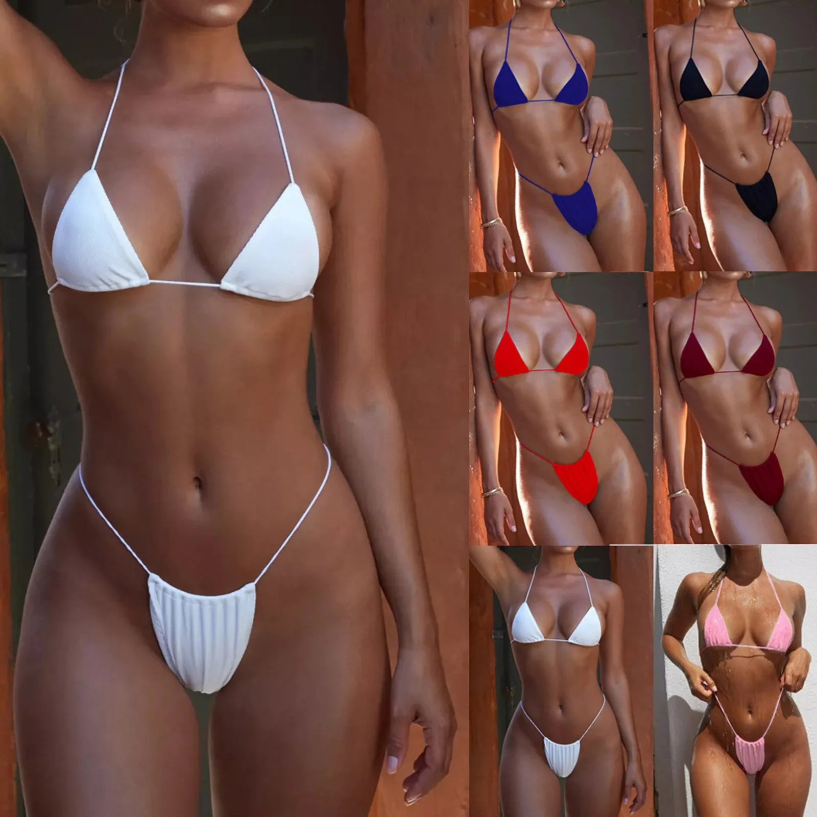

Swimsuit Women Neon Bandeau Bandage Bikini Set Push-up Brazilian Swimwear Beachwear Bikini 2022 Thong Maillot De Bain Femme