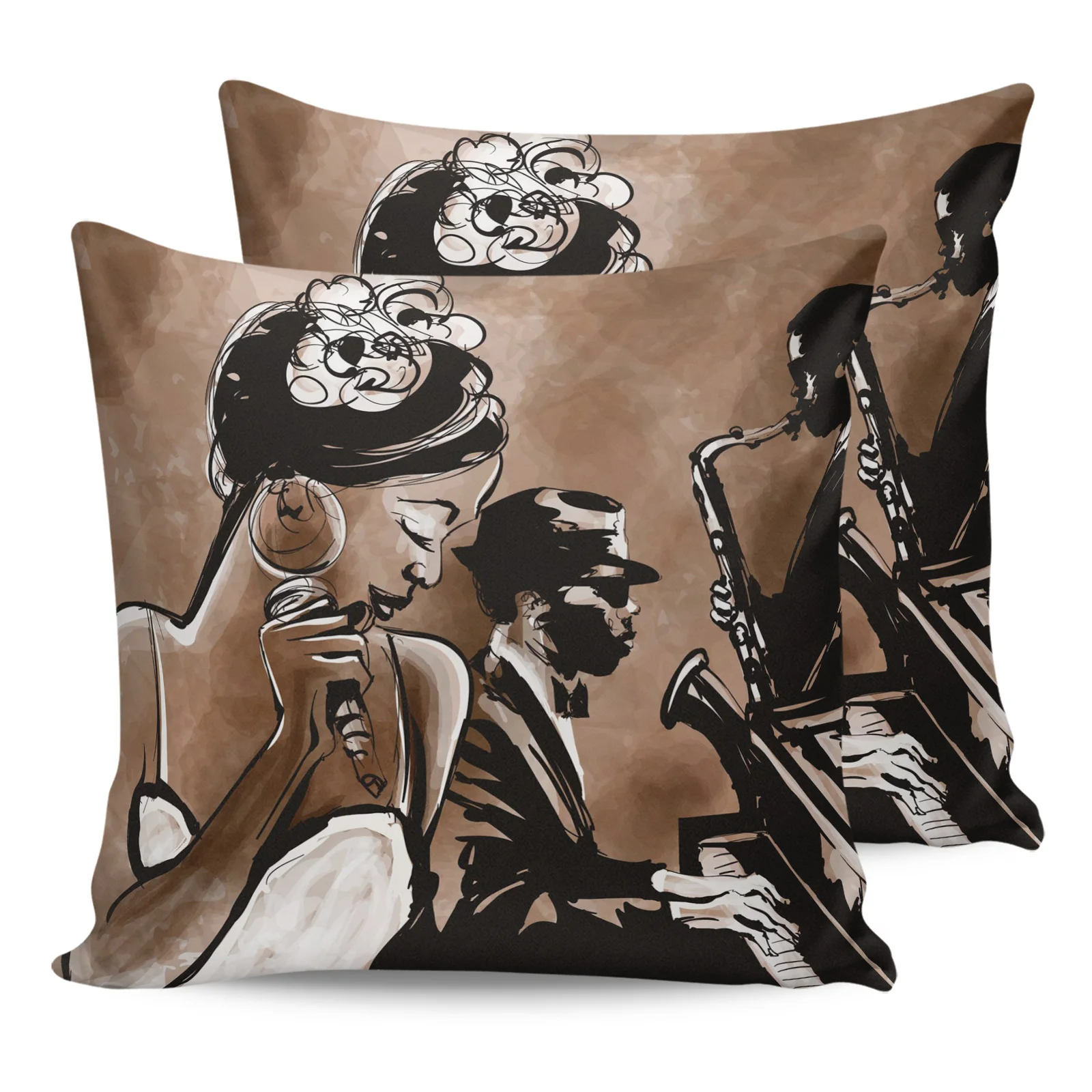 

Woman Singing Performance Pillowcase Two Piece Set Home Sofa Decor Cushion Cover Pillowcase Bed Pillow Cover Printed Pattern