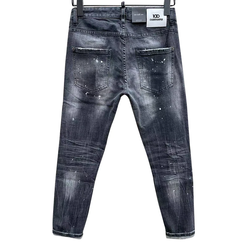 Новинка 100 930-1 тянущиеся мужские джинсы-стрейч с рисунком обтягивающие синие