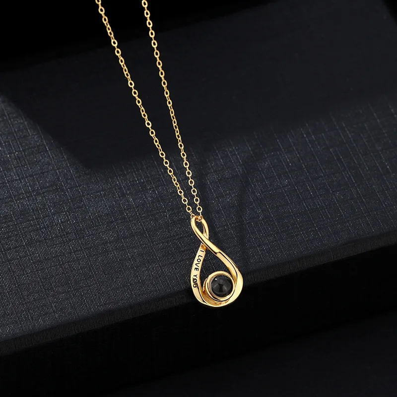 Mobius Ring Necklace S925 Custom Photo Projection Pendant Jewelry For Girlfriend 2023 Valentine's Day Present With Free Gift Box