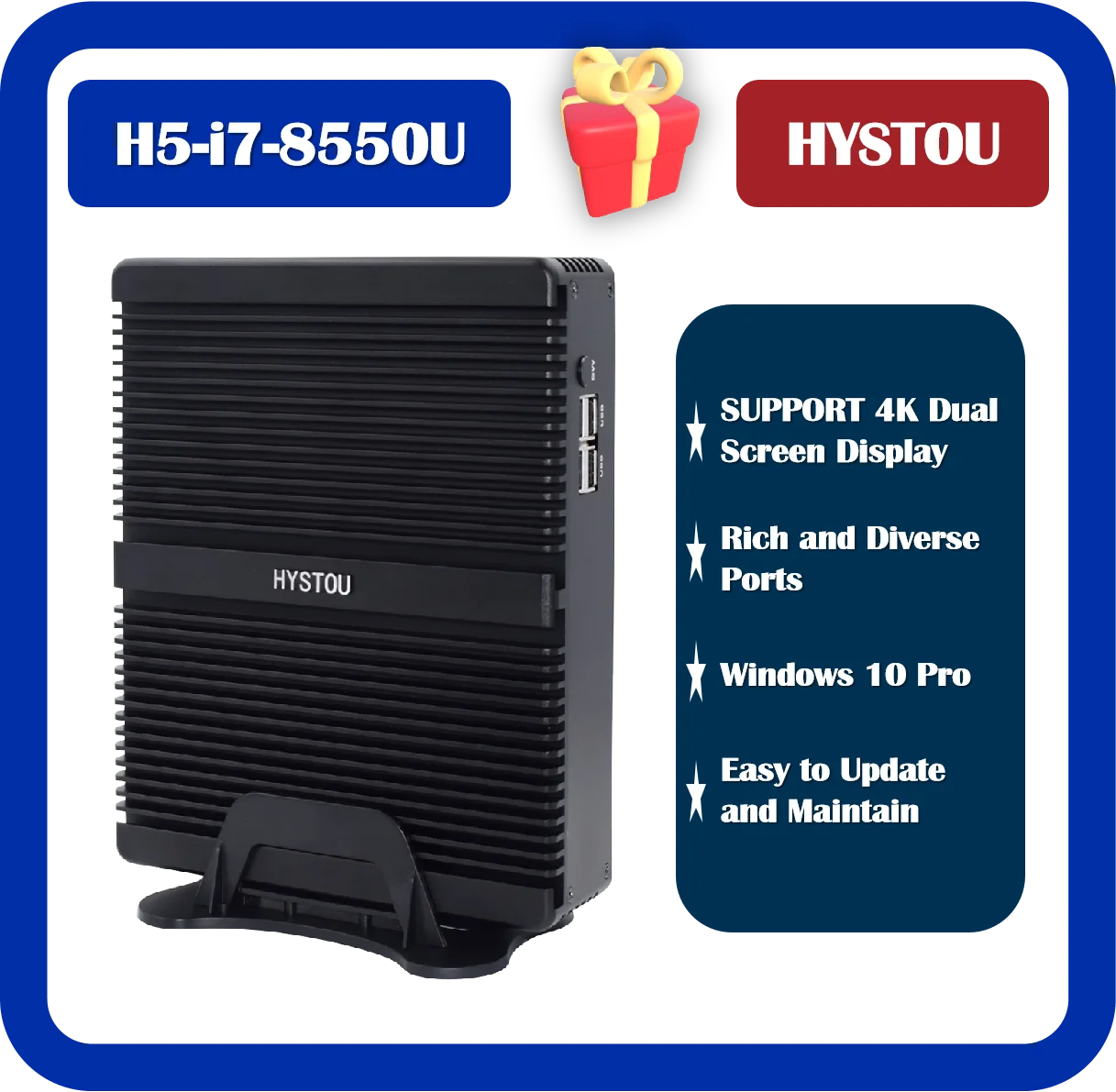 Hot Sale Latest 8TH Gen Quad Core i7 8550U Server i5 8250U HDMI Desktop M.2 SSD Industrial Computer Fanless PC